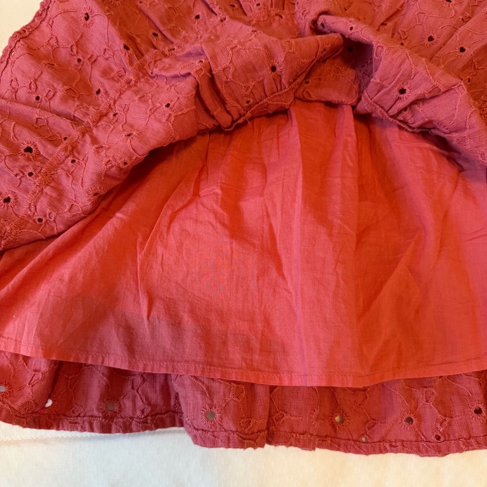 2/$30 American Eagle Outfitters Cotton Linen Pink  Eyelet Tiered Skater Skirt - Picture 5 of 9